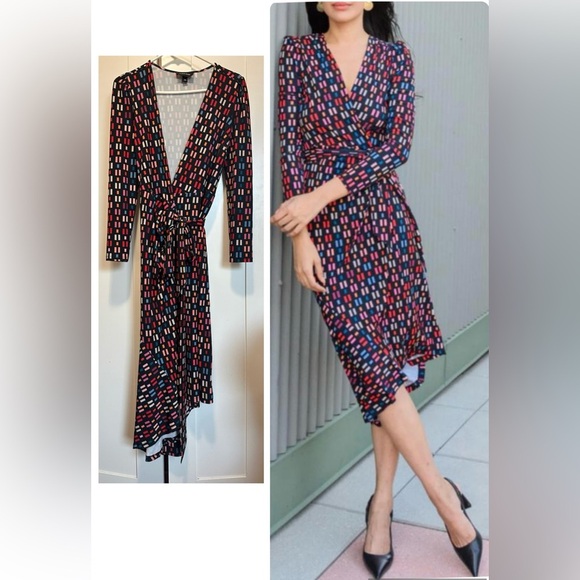 Yumi Kim Sabine Jersey Asymmetrical Geometric Wrap Dress Size XS - Picture 1 of 11